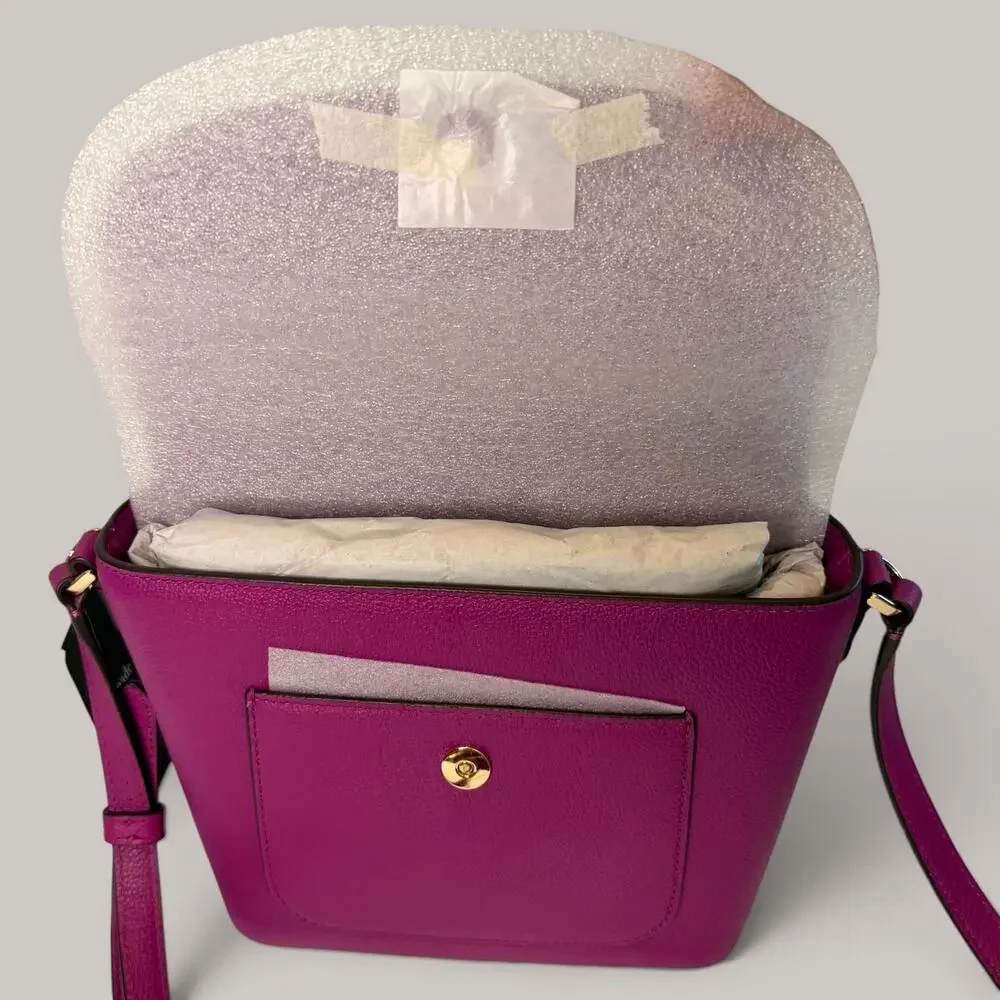 Kate Spade Elsie Crossbody Bag Baja Rose Pink Pebbled Leather Flap Close NWT
